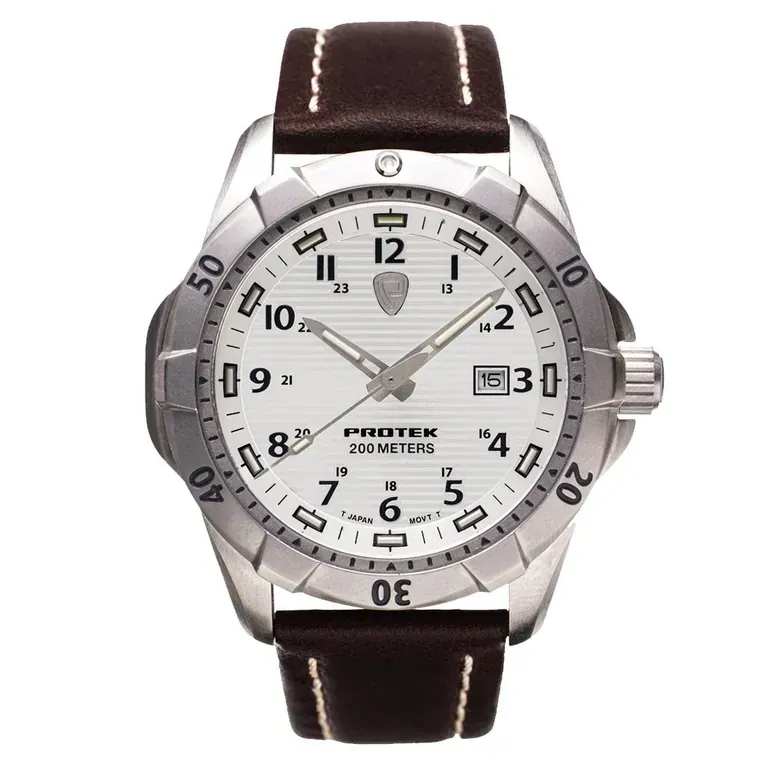 Protek Steel Tritium Dive Watch 2000 Series with White Dial #PT2005