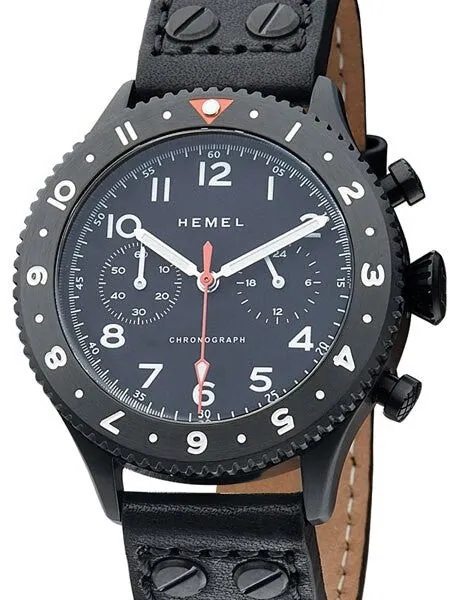 HEMEL Night Ops Quartz Chronograph Watch with GMT Bezel and Sapphire Crystal #HFNO4