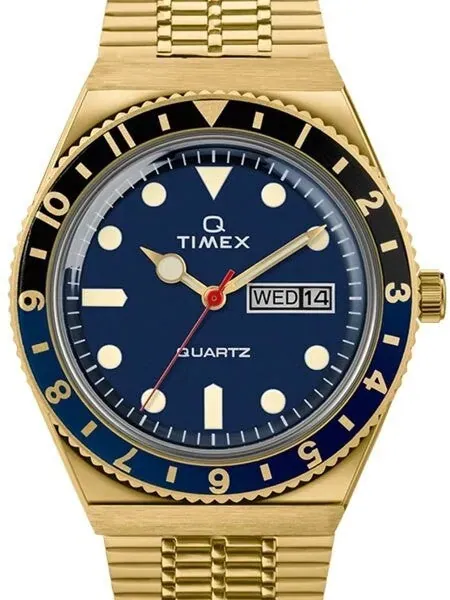 Q Timex Reissue of 1970's 38mm Yellow Goldtone Bracelet Watch #TW2U61400ZV