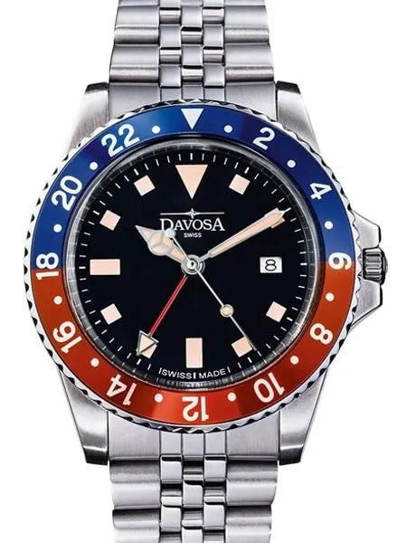 Davosa Vintage-Styled 100-Meter GMT Dual Time Watch with Bracelet #16350090