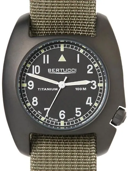 Bertucci D-1T Black Titanium Field Watch with Olive Nylon Strap #17009
