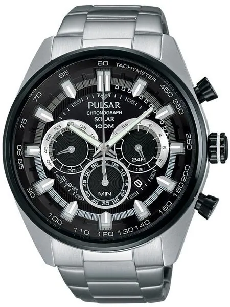 Pulsar Solar Quartz Chronograph Watch with Stopwatch and 24-Hour Sub-Dial #PX5033