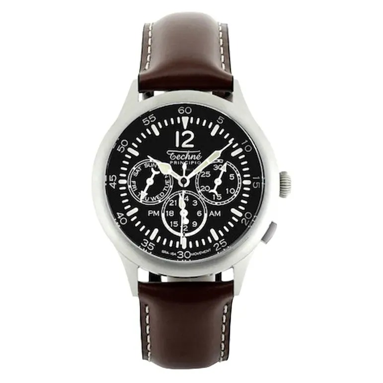 Techne 39.5mm Merlin Quartz Dual Time Watch with 24-Hour Sub-Dial #296.052