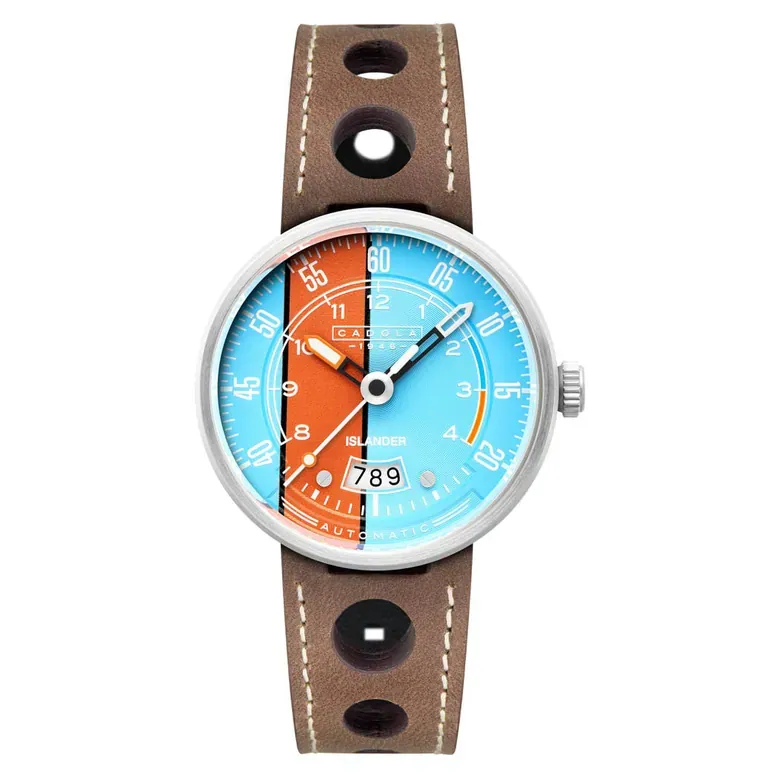 Cadola x Islander RPM Automatic Watch with Blue and Orange Dial #CD-1055-LIW07
