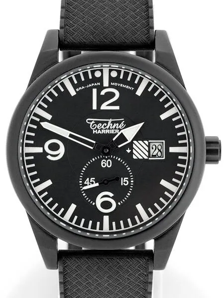 Techne Harrier Aviator Quartz Watch with 41mm Black Aluminium Case  #386.181
