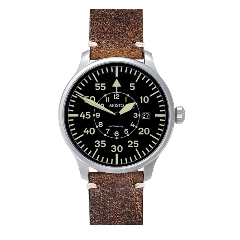 Aristo Vintage Flieger with Swiss Automatic Movement and Black Dial #7H117