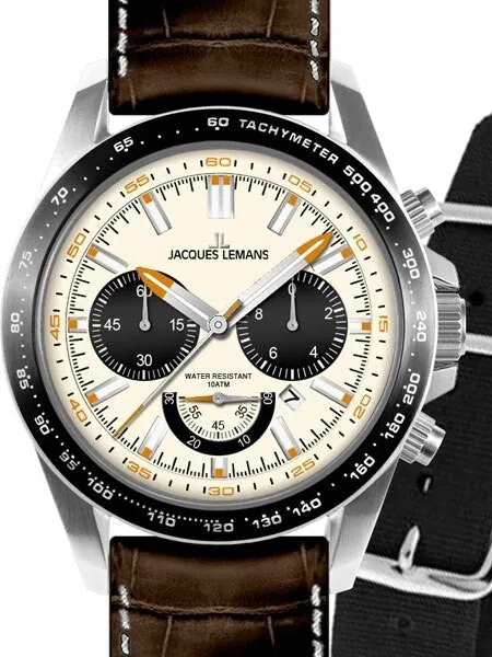 Jacques Lemans Liverpool 48MM Chronograph with Additional Nylon Strap #1-1756B