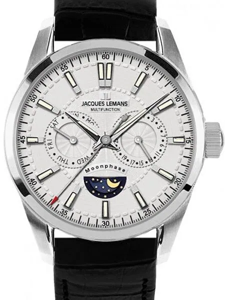 Jacques Lemans 44MM Liverpool Moonphase Dress Watch with Day and Date #1-1804A