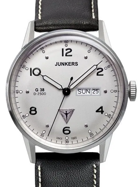Junkers G38 Day and Date Quartz Watch with Silver Dial #6944-1