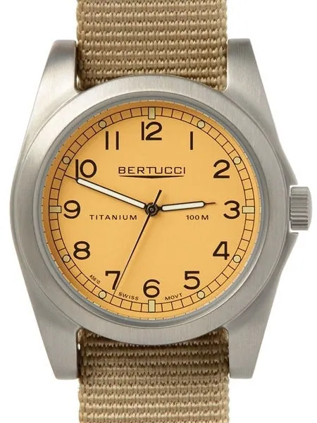 Bertucci A-3T Vintage 42 Titanium Watch with Khaki Nylon Strap #13306