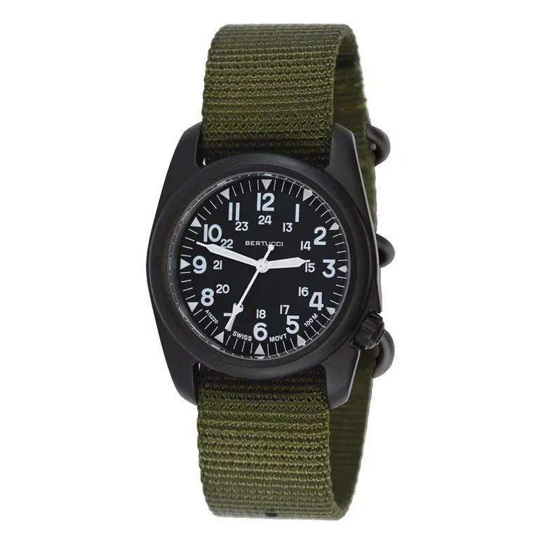Bertucci A-2S Vintage Black with Swiss Movement and Black Dial #11510