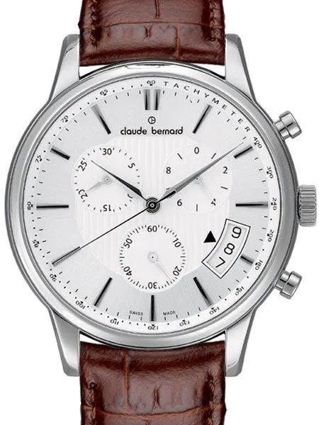 Claude Bernard Classic Open Date Chronograph Watch with Sapphire Crystal #01002-3-AIN