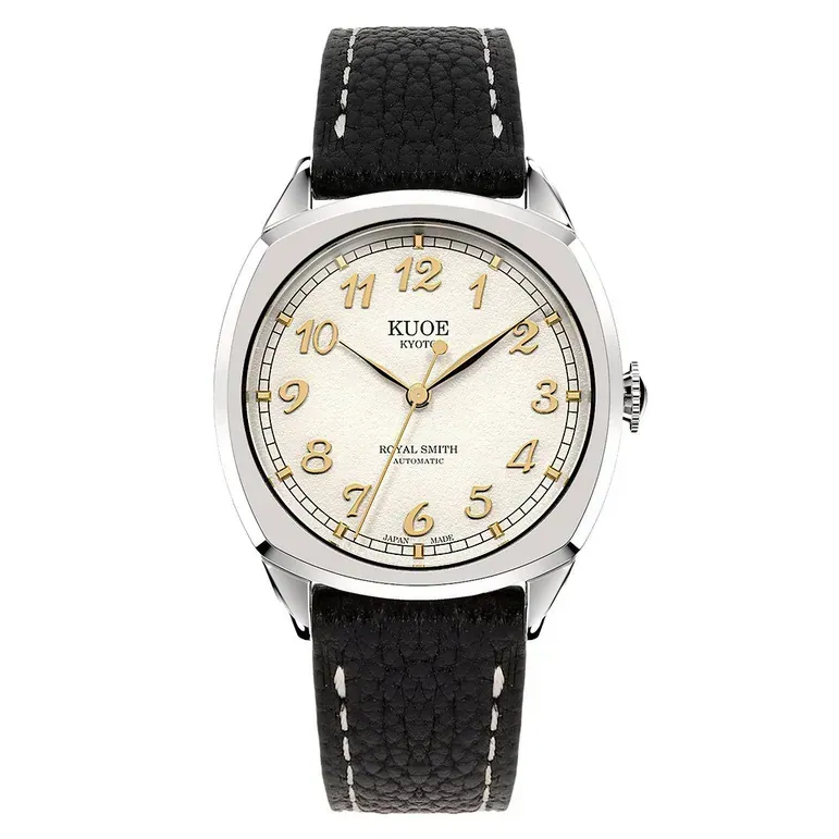 KUOE Royal Smith 90-008 Silver 34mm Dress Watch with Ivory Dial #RS90008-SV-GD
