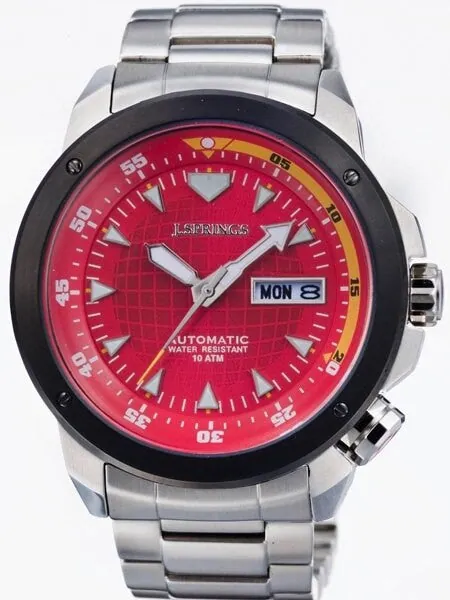 J. Springs Automatic 21-Jewel Sport Watch with Day and Date, Red Dial #BEB084