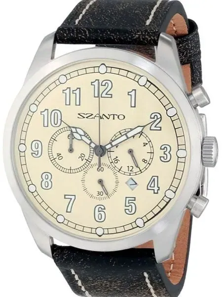 Szanto 46mm Stainless Steel, Vintage Inspired Chronograph Watch, 24-Hr Sub-Dial #2002