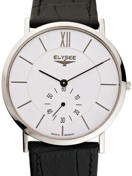 Elysee Thin Quartz Dress Watch with Silver Dial and Small Seconds #80480