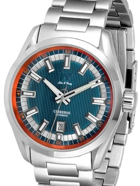 Lew and Huey Sporty Cerberus Automatic Dress Watch with 42mm SS Case  #Cerberus_blue