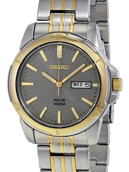 Seiko Solar Watch with 38mm Two-Tone Stainless Steel Case and Bracelet #SNE098
