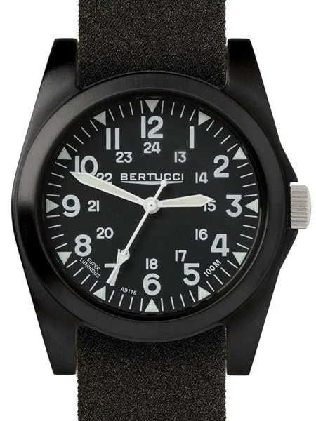 Bertucci A-3P Sportsman Vintage Field Watch with a 42mm Black Poly-Carbonate Case - 13353