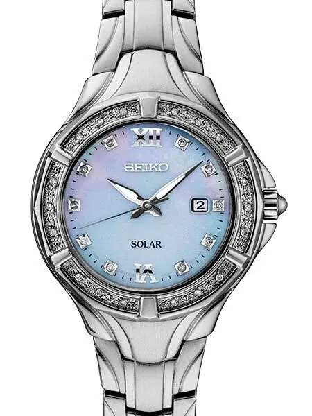 Seiko Women's Solar Dress Watch with 28 Diamonds and Mother of Pearl Dial #SUT371