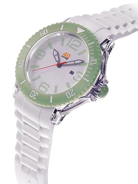 40Nine Clear Plastic 41mm Case with White Silicone Rubber Strap #40NINE03-WHITE-APPLEGREEN
