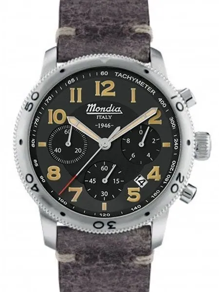 Mondia 1946 Series Quartz Chronograph Watch with Stopwatch #MI753SS-05BK-CP