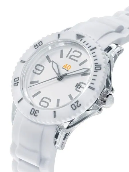 40Nine Clear Plastic 46mm Case with White Silicone Rubber Strap #40NINE02-ALLWHITE