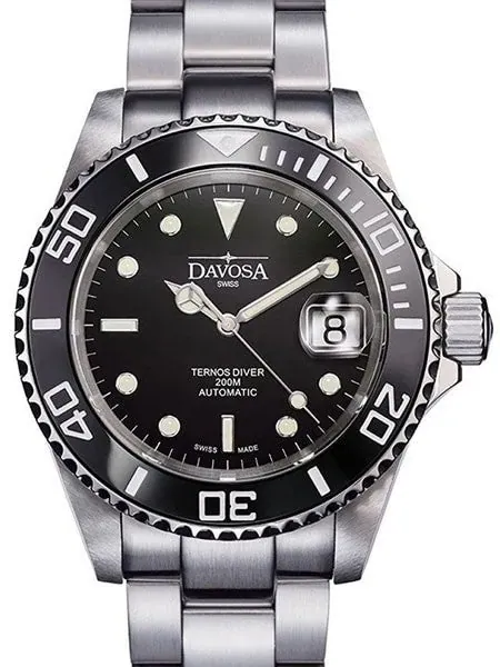 Davosa Ternos Swiss Automatic 200 Meter Dive Watch with Black Dial #16155550