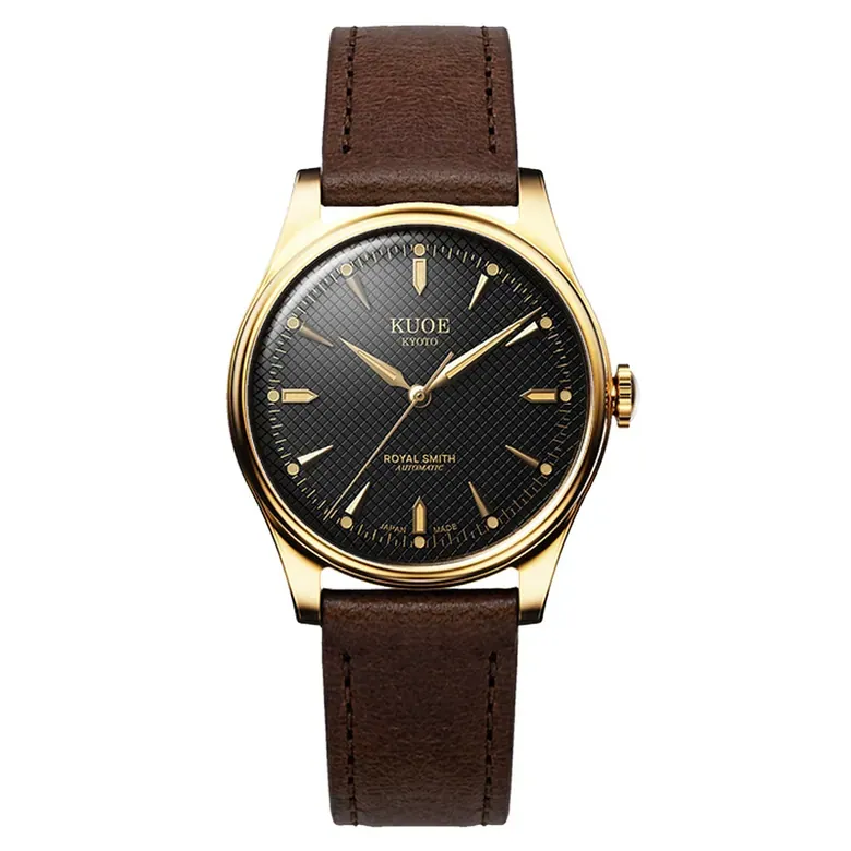 KUOE Royal Smith 90-006 Automatic 35mm Watch with Black Dial #RS90006C-GD-BK-IT-DBR