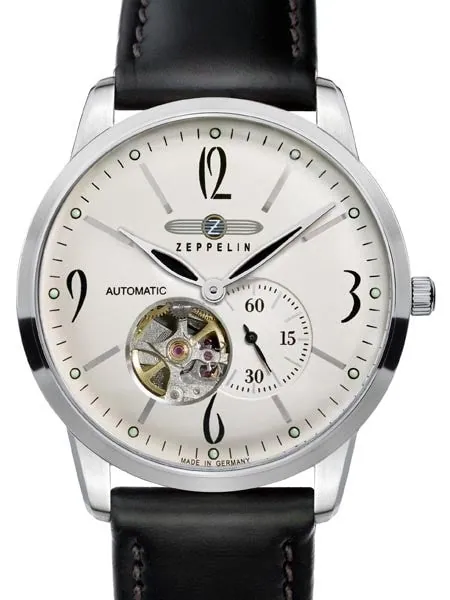 Graf Zeppelin Flatline Automatic Open-Heart Watch with Small Seconds #7360-4