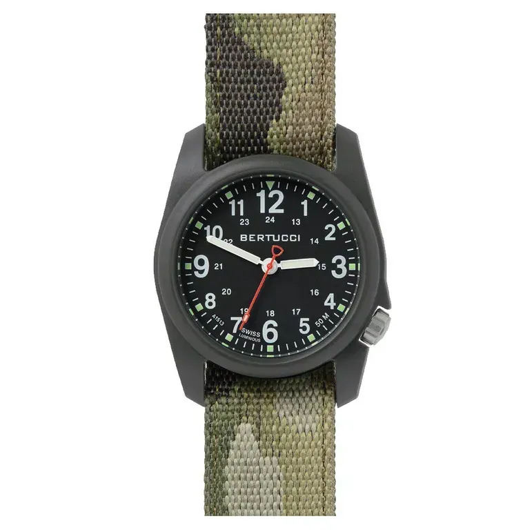 Bertucci DX3 Field Watch with Black Dial and Camo Strap #11111
