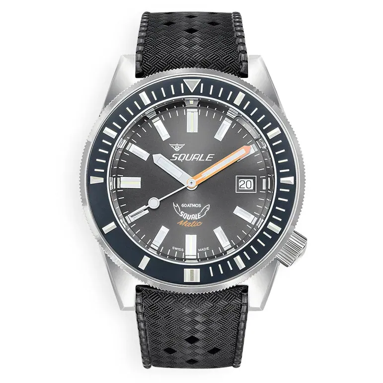 Squale Matic 600 meter Professional Swiss Automatic Dive watch with 44mm Polished Case #Matic-Black-Pol