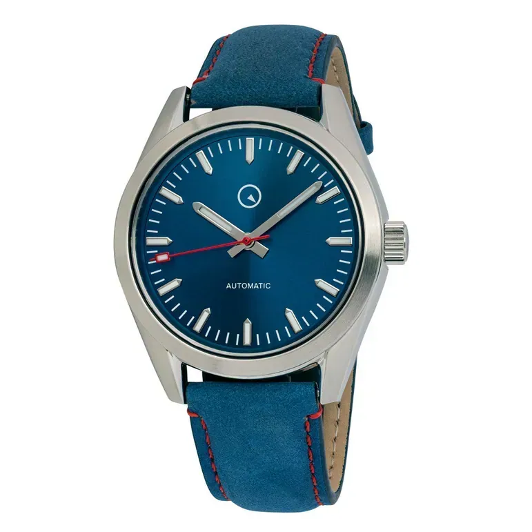 Islander Automatic Watch with Sunburst Blue Dial and Red Accents #ISL-134