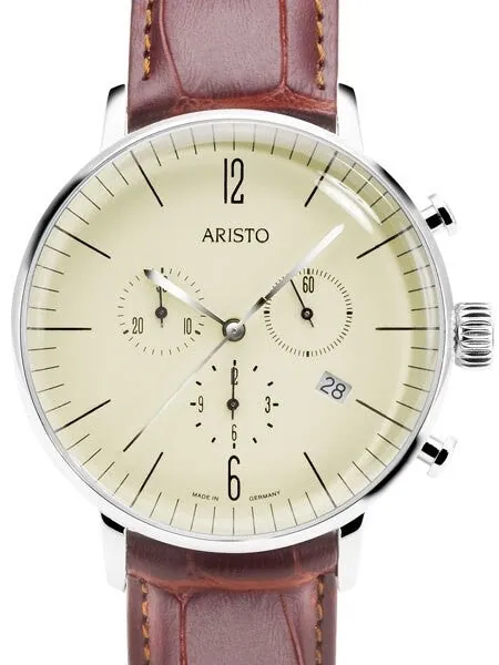 Aristo Bauhaus Swiss Quartz Chronograph Watch with 12-Hr Totalizer #4H152