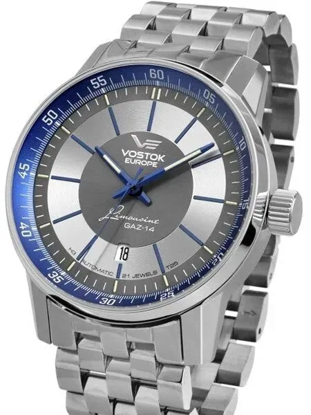 Vostok-Europe GAZ Limo Silver-Grey Dial Watch with Trigalight Illumination 5651138B