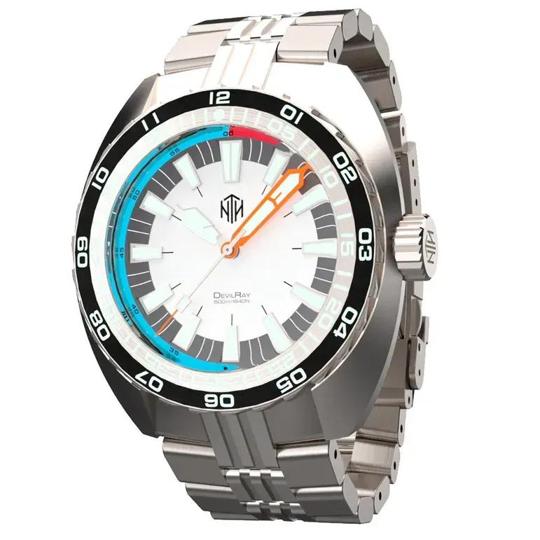 NTH DevilRay 500-Meter Automatic Dive Watch with Silver Dial #WW-NTH-DRWN