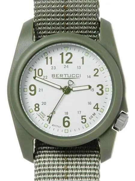 Bertucci DX3 Plus Resin Watch, Dash-Striped Nylon Strap, Off-White Dial #11081