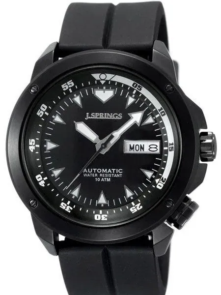 J. Springs Automatic 21-Jewel Sport Watch with Day and Date, Black Dial #BEB054