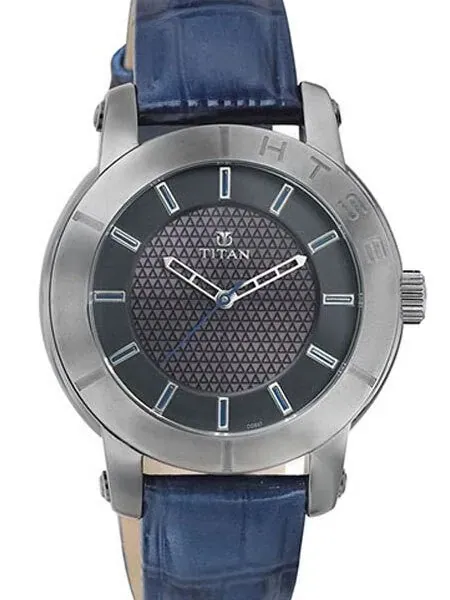 Titan HTSE Ladies Solar Powered Quartz Watch with Blue Hour Markers and a Leather Strap #2526QL02