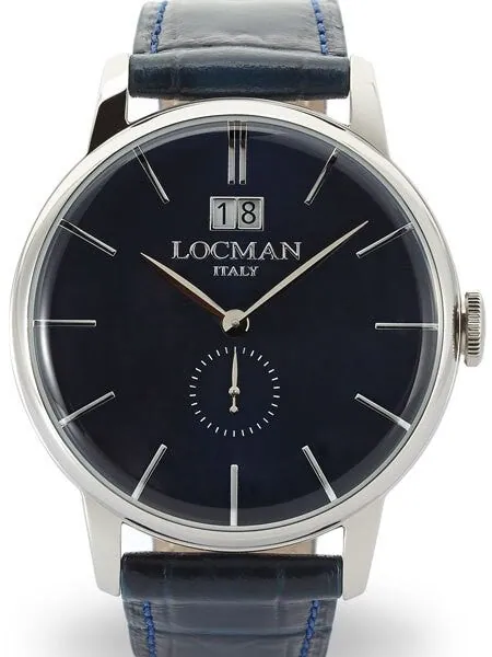 Locman 1960's Collection Big Date Quartz Dress Watch with 41mm Case #0252V02-00BLNKPB