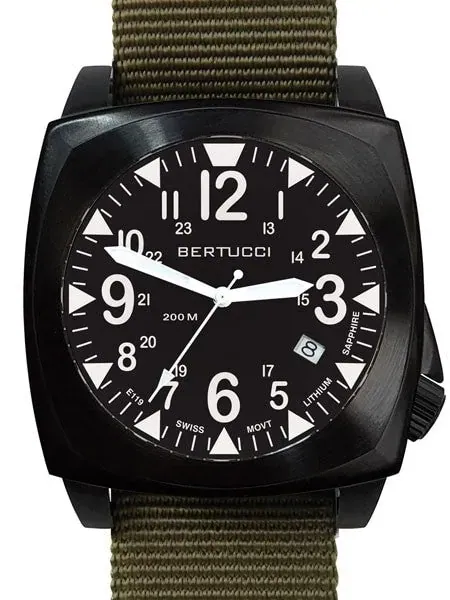 Bertucci E-1S Ballista 44mm Black Ion Field Watch with a Dome Sapphire Crystal #13601