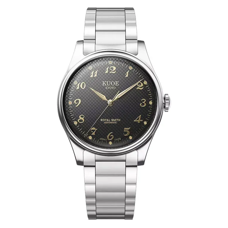KUOE Royal Smith 90-006 Black Dial Watch with Breguet Numerals #RS90006BG-SV-BK