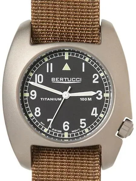 Bertucci D-1T Titanium Field Watch with Brown Nylon Strap #17006