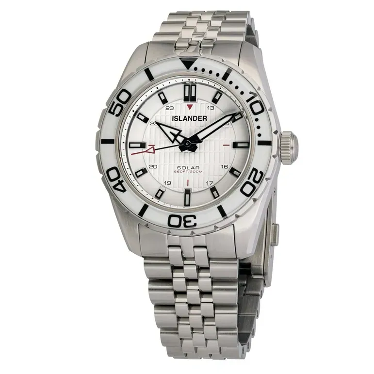 Islander Saltaire 38mm Solar Dive Watch with Pure White Dial #ISL-281