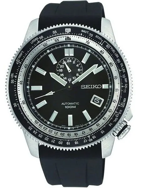 Seiko Superior Black Dial Hand Windable Automatic Watch with Slide Rule #SSA003K2
