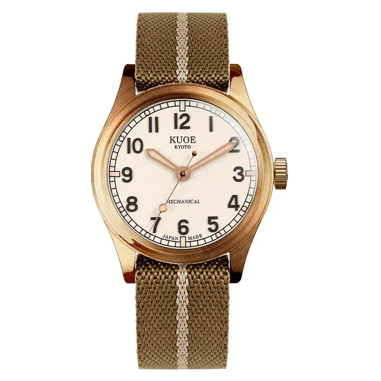 KUOE Old Smith 90-002 Bronze Case Automatic 38mm Watch with Ivory Dial #OS90002BZ-ND-IV-KB-LARGE