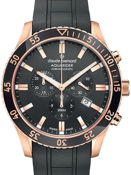 Claude Bernard Aquarider Black Dial Chronograph Dive Watch #10223-37RNCA-NIR