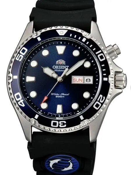 Scratch and Dent - Orient Ray Blue Dial 21-Jewel Automatic Dive Watch on Rubber Strap #EM6500CD-SND