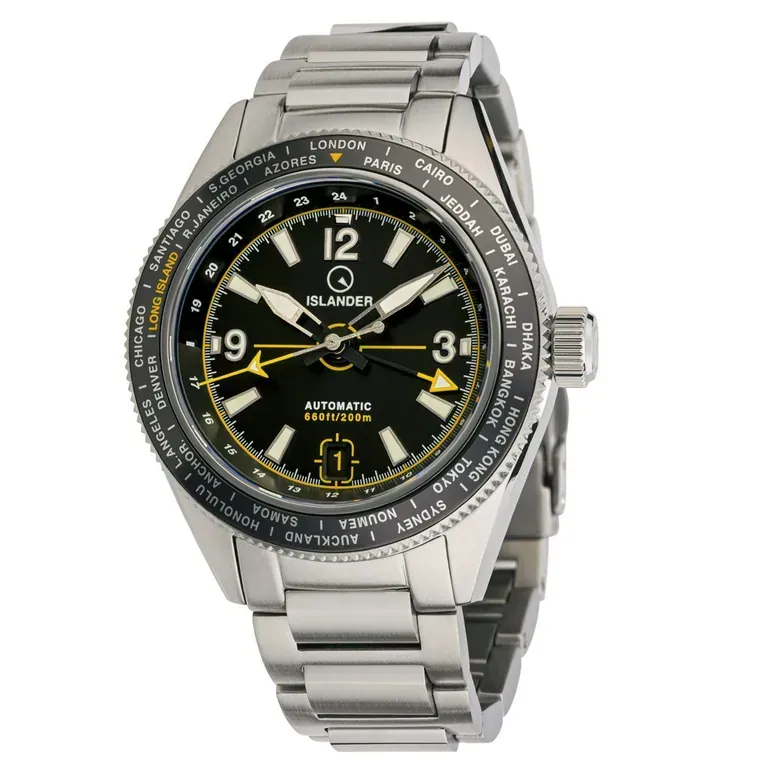 Islander Calabro GMT World Time Automatic Watch with Black Dial #ISL-192