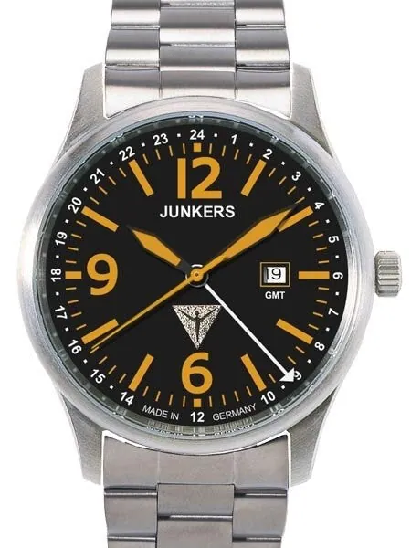 Junkers G-38 GMT Titanium Watch with Orange Hands and Numbers #6278M-5
